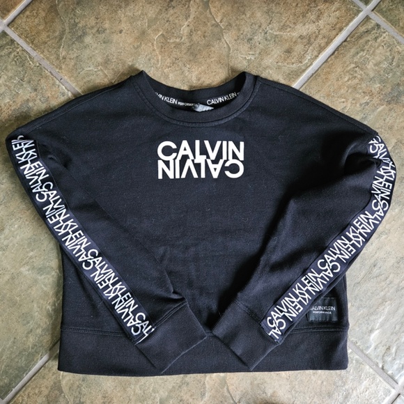 NWOT Calvin Klein Performance cropped sweatshirt SIZE-medium. BLACK - Picture 1 of 2